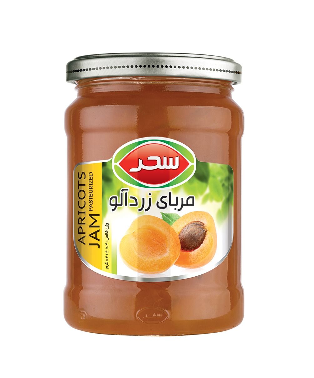 مربای زردآلو سحر شیشه وزن خالص 820 گرم