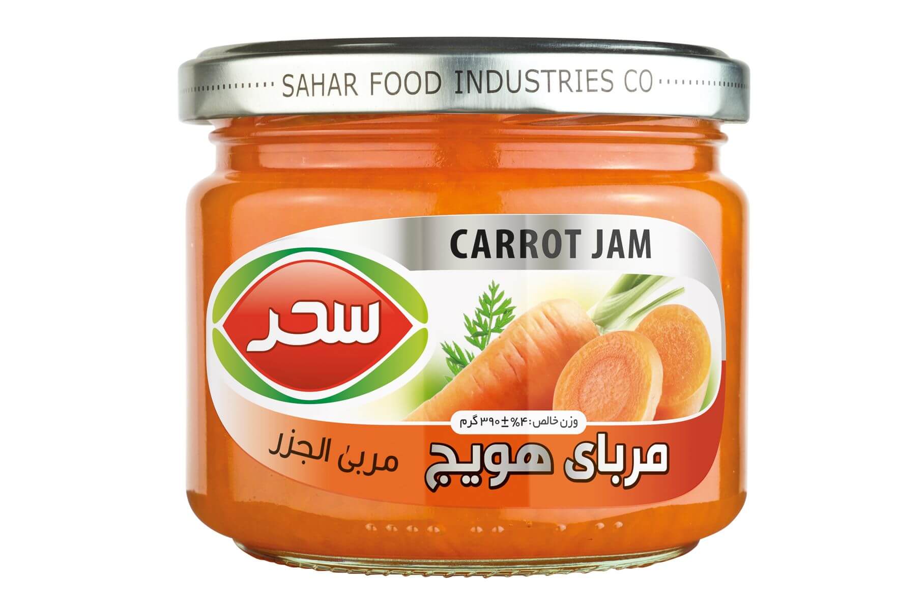 مربای هویج  شیشه وزن خالص 390 گرم