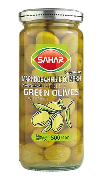 Крупные МАРИНОВАННЫЕ ОЛИВКИ (с косточкой) 500 г