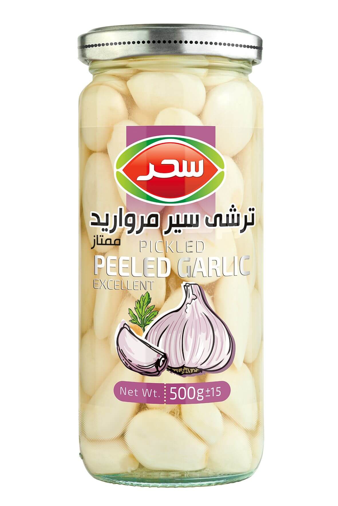 ترشی سیر مروارید ممتاز شیشه وزن خالص 500 گرم