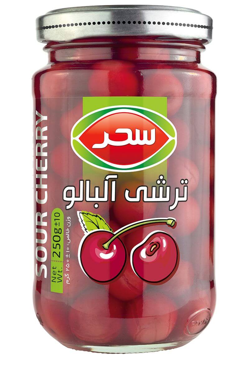 ترشی آلبالو شیشه وزن خالص 250 گرم