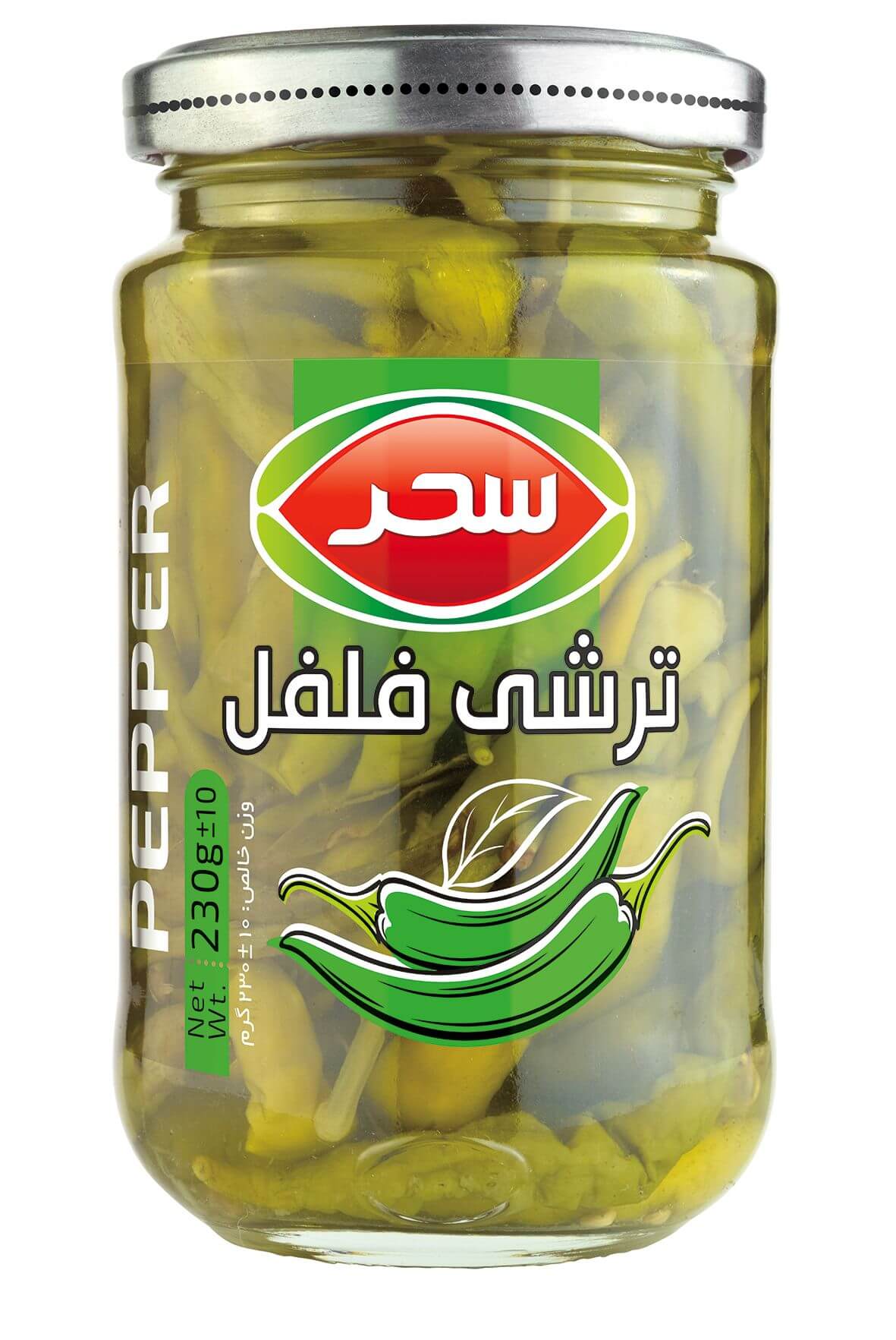 ترشی فلفل سوزنی شیشه وزن خالص 230 گرم
